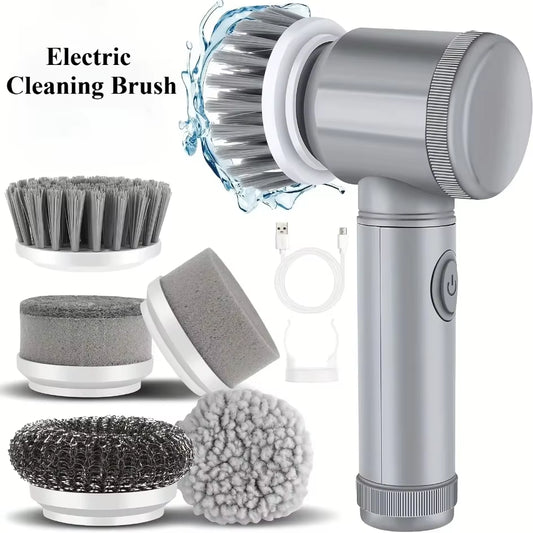5-In-1 Electric Spin Scrubber Brush for Bathroom Tile Bathtub Sink, Power Scrubber with 5 Replaceable Brush Heads