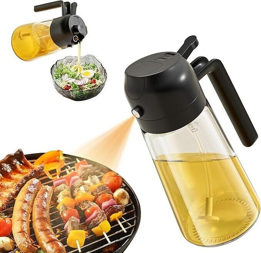 Oil Dispenser Bottle for Kitchen,2 in 1 Oil Dispenser and Oil Sprayer,450Ml Oliv